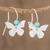 Sterling silver drop earrings, 'Butterfly Texture' - Sterling Silver and Recon Turquoise Butterfly Drop Earrings (image 2) thumbail