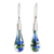 Art glass dangle earrings, 'Ocean Reflection' - Blue and Green Art Glass Dangle Earrings from Costa Rica thumbail