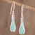 Art glass dangle earrings, 'Sky Lake' - Sky Blue Art Glass Dangle Earrings from Costa Rica thumbail