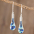 Art glass dangle earrings, 'Sky and Sea' - Art Glass Dangle Earrings in Blue from Costa Rica (image 2) thumbail