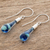 Art glass dangle earrings, 'Sky and Sea' - Art Glass Dangle Earrings in Blue from Costa Rica