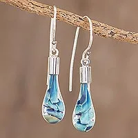 Navy Blue Teardrop Dangle Earrings with Sterling Silver 925 fish hook –  Yago Eco