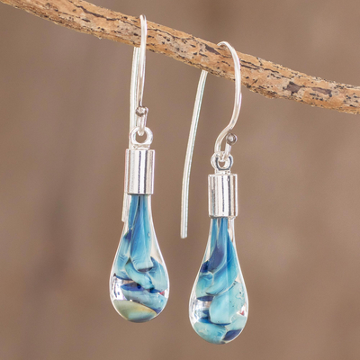 Art glass dangle earrings, Flirty Waves