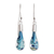 Art glass dangle earrings, 'Flirty Waves' - Blue Art Glass Dangle Earrings from Costa Rica thumbail