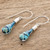 Art glass dangle earrings, 'Flirty Waves' - Blue Art Glass Dangle Earrings from Costa Rica (image 2b) thumbail
