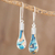 Art glass dangle earrings, 'Rain of Color' - Blue and Pink Art Glass Dangle Earrings from Costa Rica thumbail