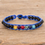 Men's beaded macrame bracelet, 'Planet Colors in Blue' - Men's Glass and Lava Stone Beaded Macrame Bracelet in Blue thumbail