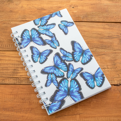Paper journal, 'Morpheus Flutter' - Butterfly-Themed Sustainable Paper Journal from Costa Rica