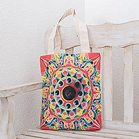 Cotton tote, 'Culture of Love' - Kaleidoscopic Cotton Tote from Costa Rica