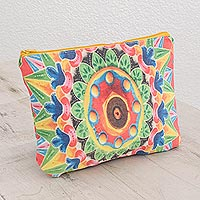 Cotton cosmetic bag, 'Color and Tradition' - Multicolored Cotton Cosmetic Bag from Costa Rica