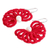 Cultured pearl dangle earrings, 'Poppy Fans' - Hand-Tatted Cultured Pearl Dangle Earrings in Poppy