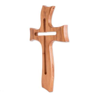 Holzwandkreuz, 'Freiformkreuz - Handwerklich gefertigtes Wandkreuz aus Zedernholz aus Guatemala