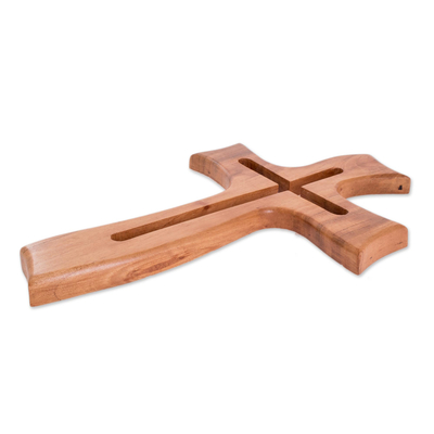 Holzwandkreuz, 'Freiformkreuz - Handwerklich gefertigtes Wandkreuz aus Zedernholz aus Guatemala