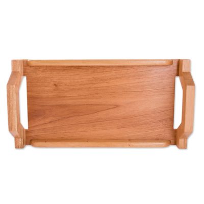 Wood tray, 'Stunning Angles' - Handmade Cedar Wood Tray Crafted in Guatemala