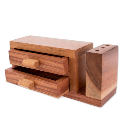 Organizador de escritorio de madera - Organizador de escritorio de madera de cedro hecho a mano de Guatemala