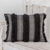 Cotton cushion cover, 'Diamond Texture in Black' - Black and Eggshelled Textured Cotton Cushion Cover thumbail