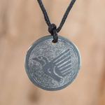 Jade pendant necklace, 'Iq´' - Hand-Carved Jade Hummingbird Pendant Necklace from Guatemala