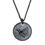 Jade pendant necklace, 'Iq´' - Hand-Carved Jade Hummingbird Pendant Necklace from Guatemala