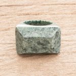 Jade signet ring, 'Green Steppe' - Pyramid-Shaped Jade Signet Ring from Guatemala