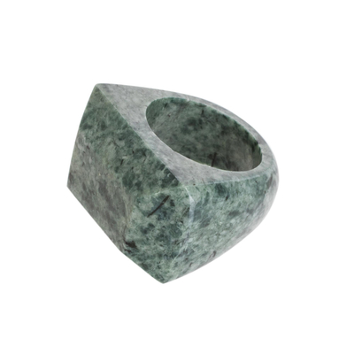 Jade signet ring, 'Green Steppe' - Pyramid-Shaped Jade Signet Ring from Guatemala