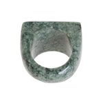 Jade signet ring, 'Green Steppe' - Pyramid-Shaped Jade Signet Ring from Guatemala