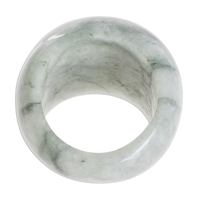 Jade domed ring, 'Earthen Wisdom' - Apple Green Jade Domed Ring from Guatemala