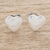 Fine silver stud earrings, 'Fingerprint of Love' - Heart-Shaped Fine Silver Stud Earrings from Guatemala