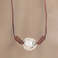 Fine silver pendant necklace, 'Gleaming Planet' - Fine Silver Pendant Necklace Crafted in Guatemala