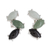 Jade button earrings, 'Natural Trio' - Modern 925 Silver Earrings with Jade in 3 Colors