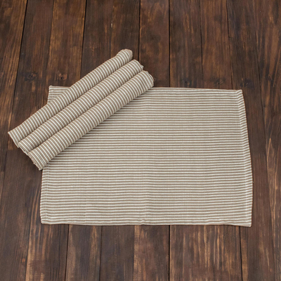 Cotton placemats, Subtle Stripes (set of 4)