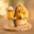 Natural fiber nativity sculpture, 'Hopeful Love' - Natural Fiber Nativity Sculpture with Yellow Cotton Accents