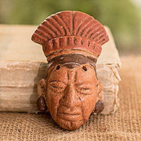 Ceramic mask, 'Mayan Nobility' - Ceramic Wall Mask of a Mayan Noble from El Salvador