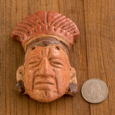 Keramische Maske, 'Maya-Adel' - Keramische Wandmaske eines Maya-Adeligen aus El Salvador