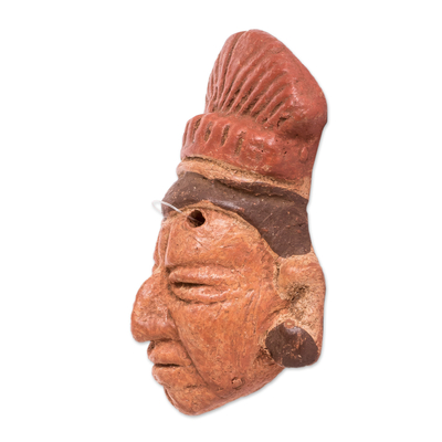 Máscara de cerámica, 'Nobleza Maya' - Máscara de pared de cerámica de un noble maya de El Salvador