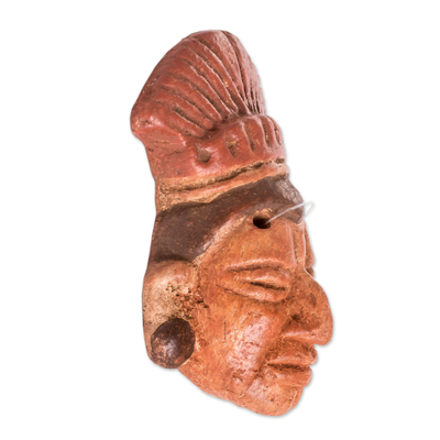 Keramische Maske, 'Maya-Adel' - Keramische Wandmaske eines Maya-Adeligen aus El Salvador