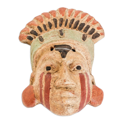 Small ceramic mask, 'Mayan Royalty' - Ceramic Mask of a Mayan King from El Salvador