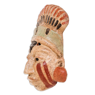 Small ceramic mask, 'Mayan Royalty' - Ceramic Mask of a Mayan King from El Salvador