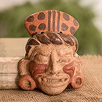 Ceramic mask, 'Mayan Tata' - Cultural Ceramic Wall Mask Crafted in El Salvador