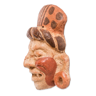 Ceramic mask, 'Mayan Tata' - Cultural Ceramic Wall Mask Crafted in El Salvador