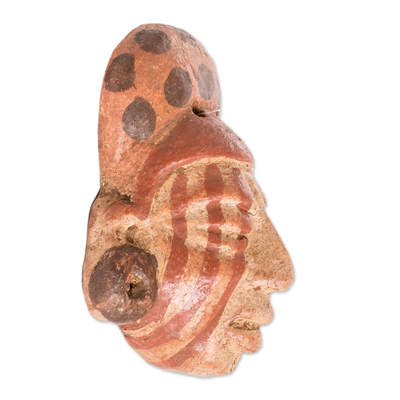 Small ceramic mask, 'Old Jaguar' - Jaguar-Themed Mayan Ceramic Mask from El Salvador