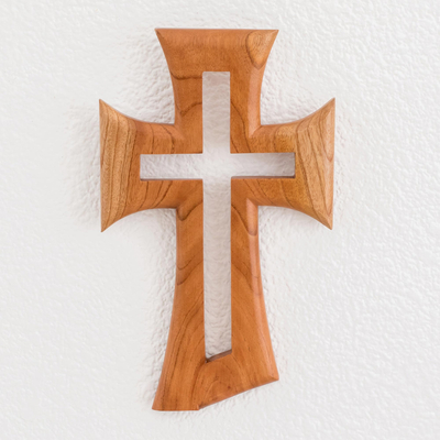 Wood sculpture, 'Light of the Cross' - Cedar Wood Cross Sculpture from Guatemala