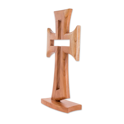 Holzskulptur, „Licht des Kreuzes“. - Zedernholzkreuz-Skulptur aus Guatemala