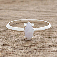 Jade solitaire ring, 'Lilac Illusion' - Sterling Silver Solitaire Ring with Lilac Guatemalan Jade