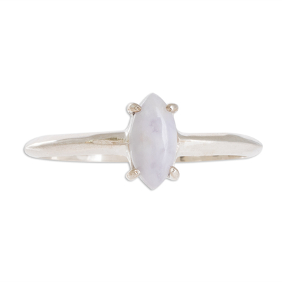 Sterling Silver Solitaire Ring with Lilac Guatemalan Jade