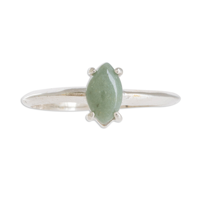 Sterling Silver Ring with Light Green Guatemalan Jade