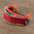 Glass beaded leather wristband bracelet, 'Crimson Combination' - Glass Beaded Crimson Leather Wristband Bracelet