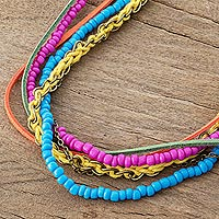 Long strand necklace, 'Celebration of Color' - Multicolored Strand Necklace Crafted in Costa Rica