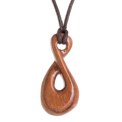 Conacaste Wood Infinity Pendant Necklace from Costa Rica