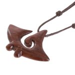 Wood pendant necklace, 'Estoraque Swirl Figure' - Swirl Pattern Estoraque Wood Pendant Necklace
