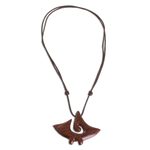 Wood pendant necklace, 'Estoraque Swirl Figure' - Swirl Pattern Estoraque Wood Pendant Necklace